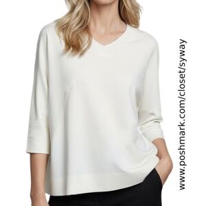 Marc Cain Stretch Ivory 3/4 Sleeve V-Neck Top
